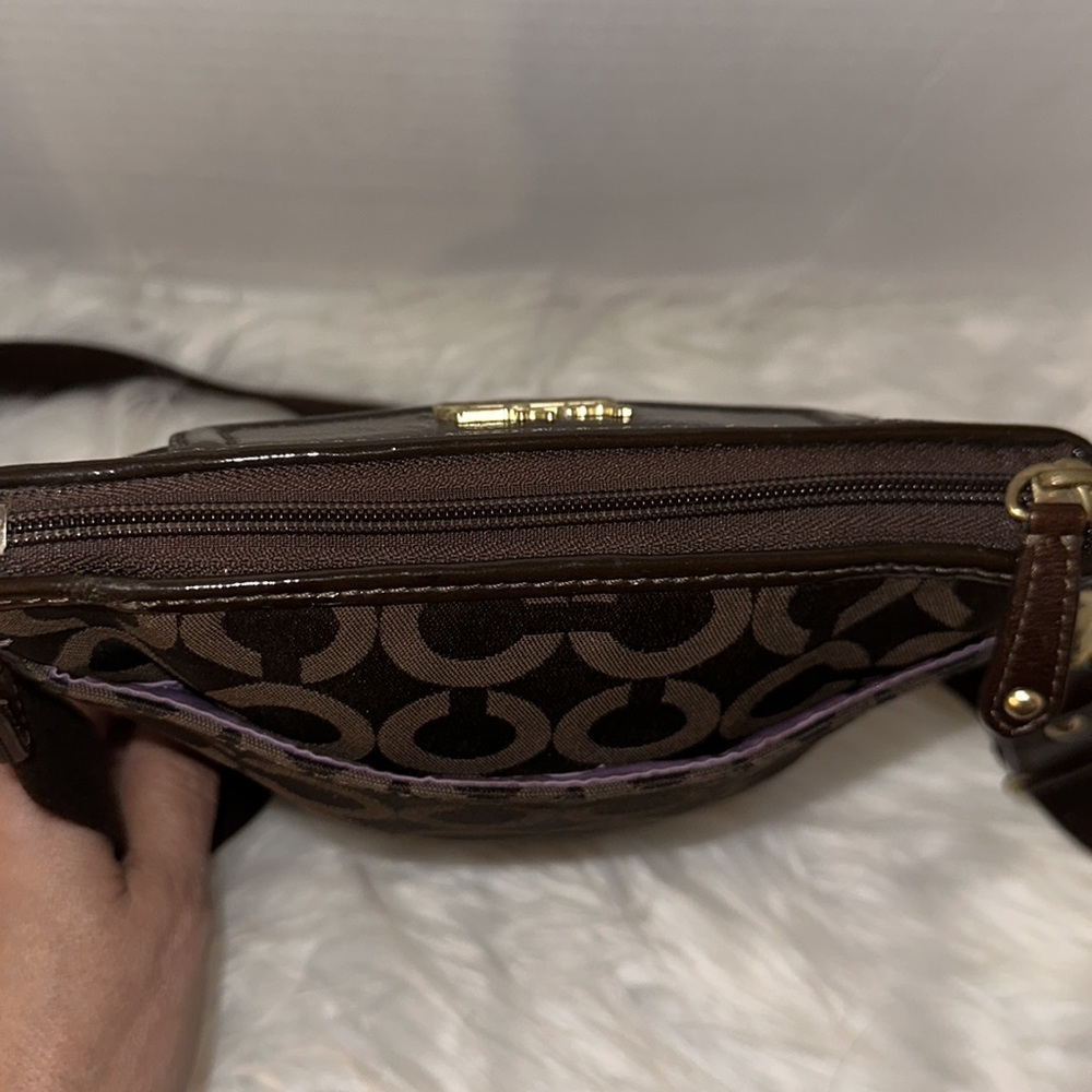 Coach Dark Brown Signature Canvas Crossbody with Gold Hardware - Picture 4 of 14